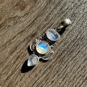 925 Silver With Triple Rainbow Moonstone Pendant